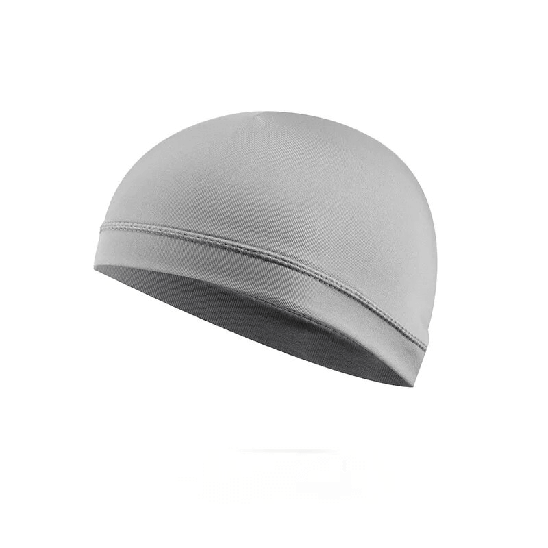 Gray lightweight men's running beanie with breathable polyester and UV protection, perfect for outdoor adventures, SF1688.